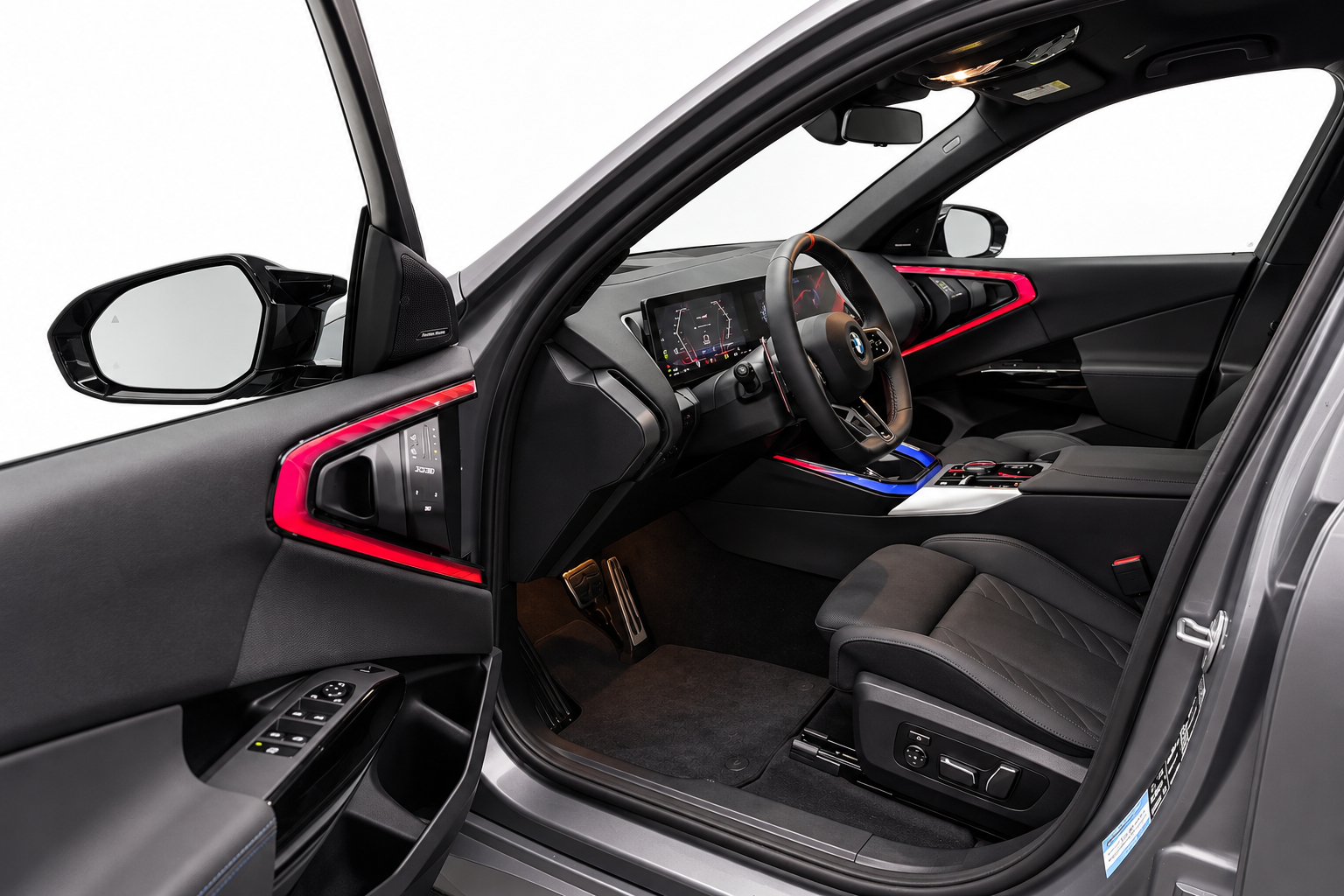 BMW X3 M50 belső tér, ambient világítással – sport SUV bérlés Budapesten