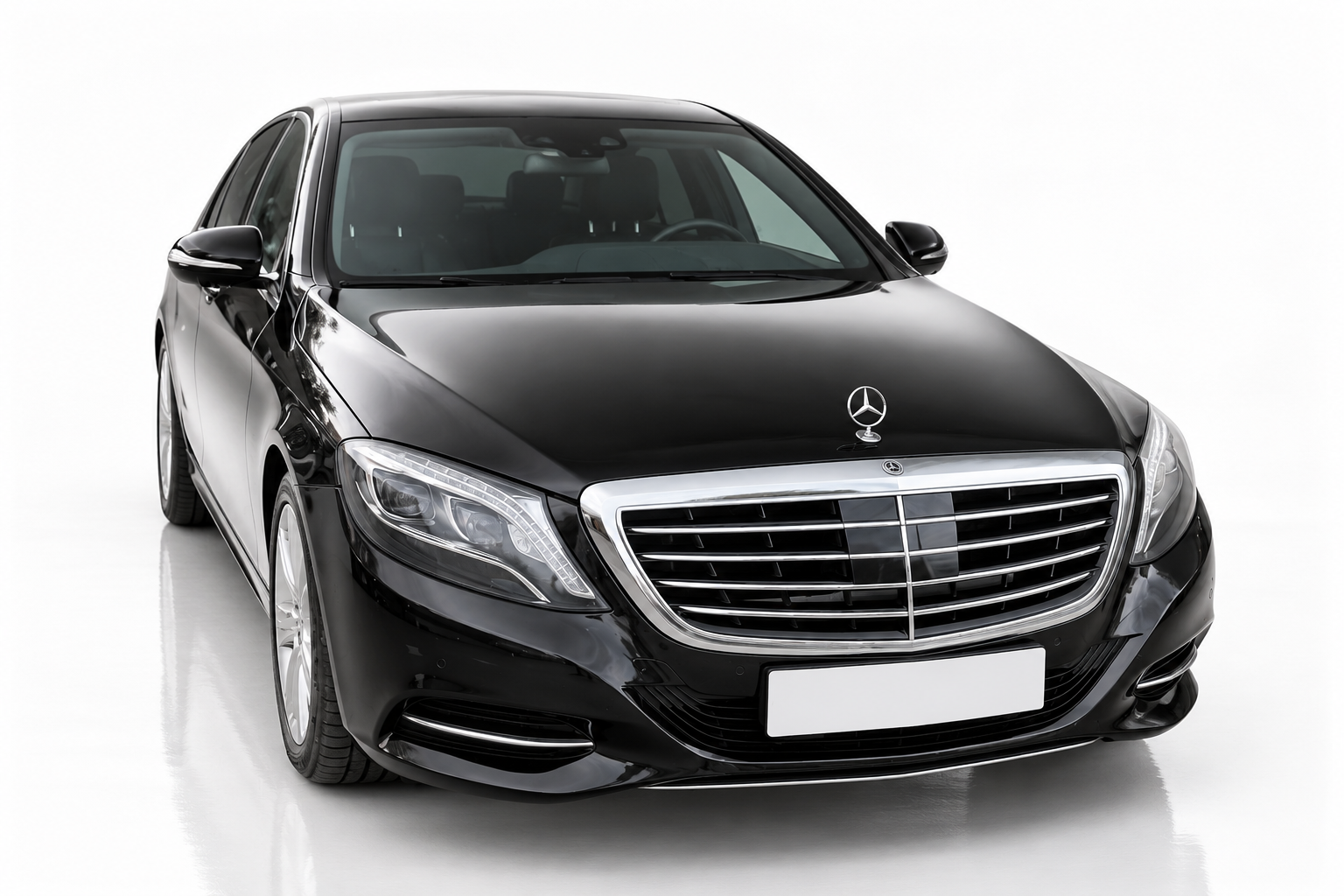 Mercedes-Benz S 350d elölnézet – luxus limuzin bérlés Budapesten