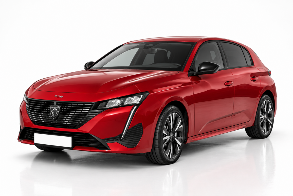 Peugeot 308 elölről, félprofilból – bérlés Budapesten